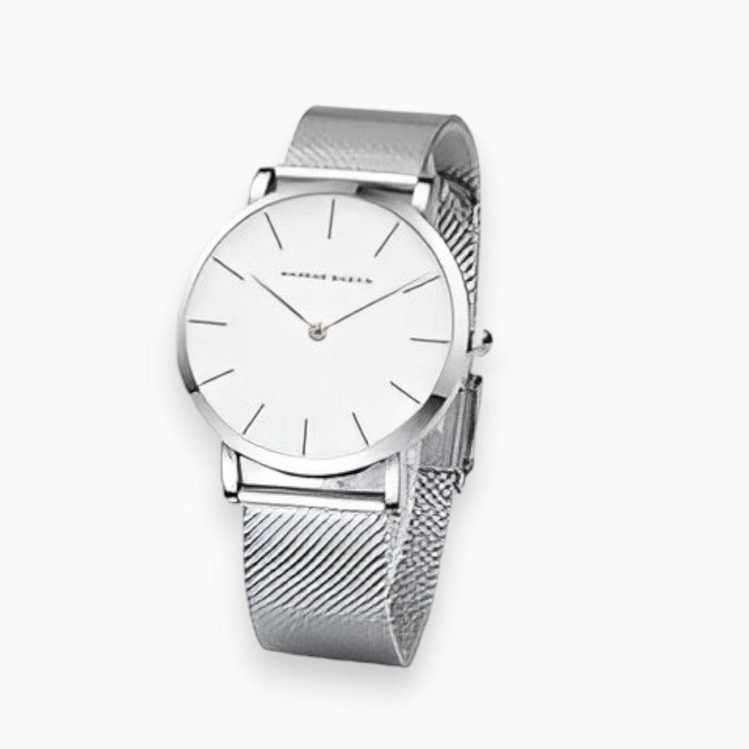Detail van het Elara chic titanium horloge met strakke wijzerplaat, duurzaam en waterbestendig ontwerp.