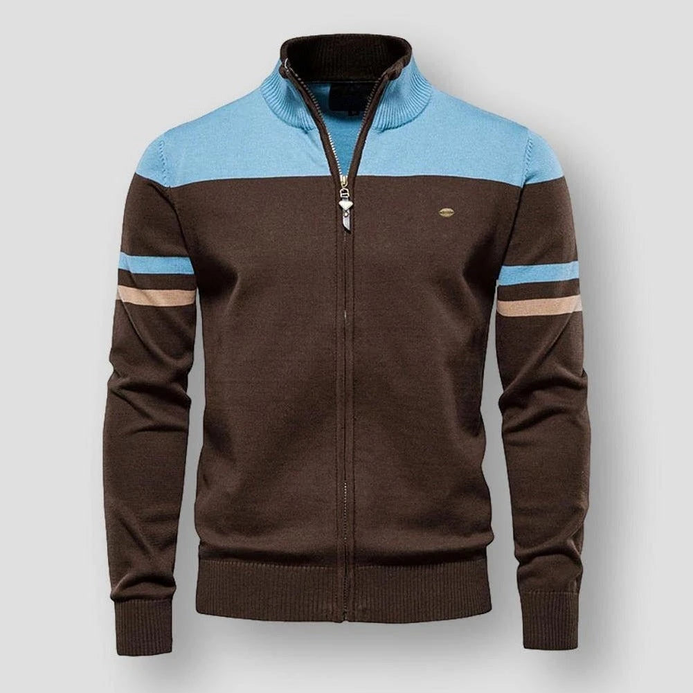 Stijlvol heren color block jack met ritssluiting, ideaal voor casual mode en bovenkleding.