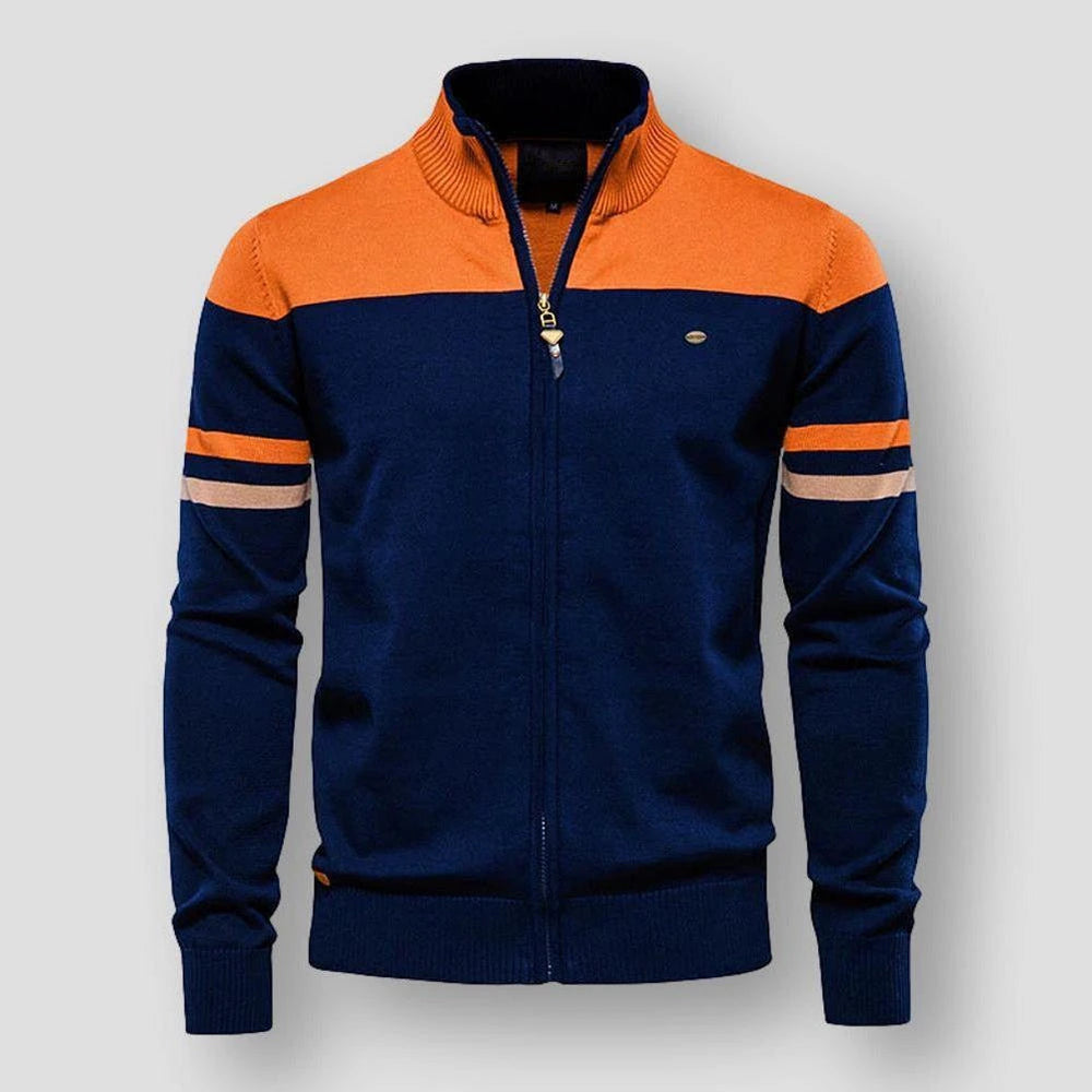 Modern heren colorblock jack met rits, perfect als veelzijdig herenjack voor elke dag.