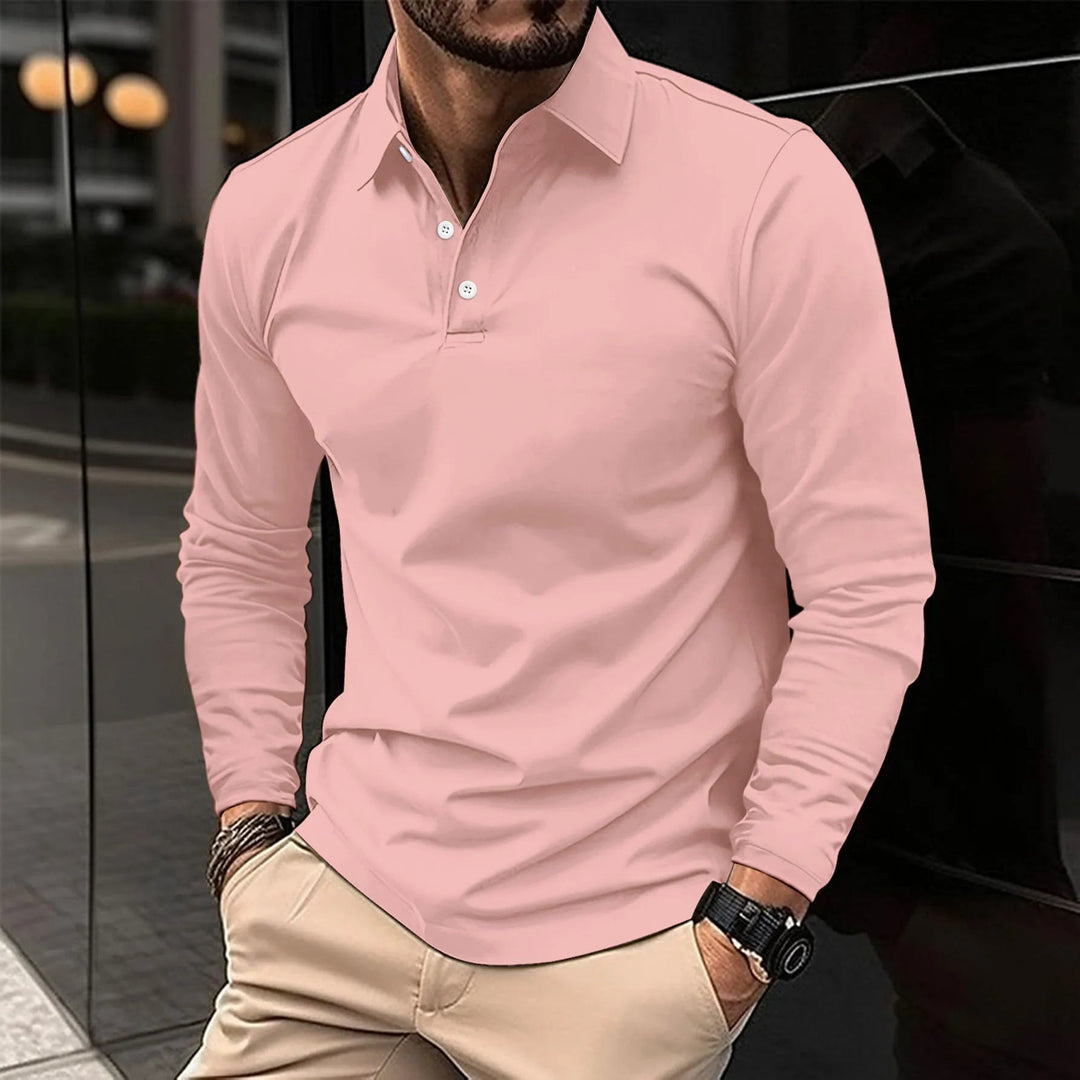 Veelzijdig heren poloshirt met lange mouwen; een stijlvolle keuze voor zowel casual als geklede herenkleding.