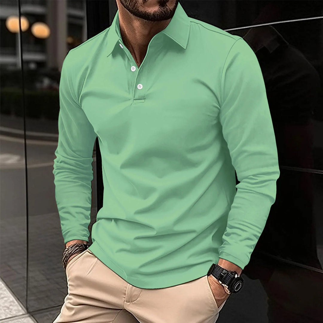 Heren mode poloshirt met lange mouwen, casual maar elegant, met een comfortabele pasvorm voor elke dag.