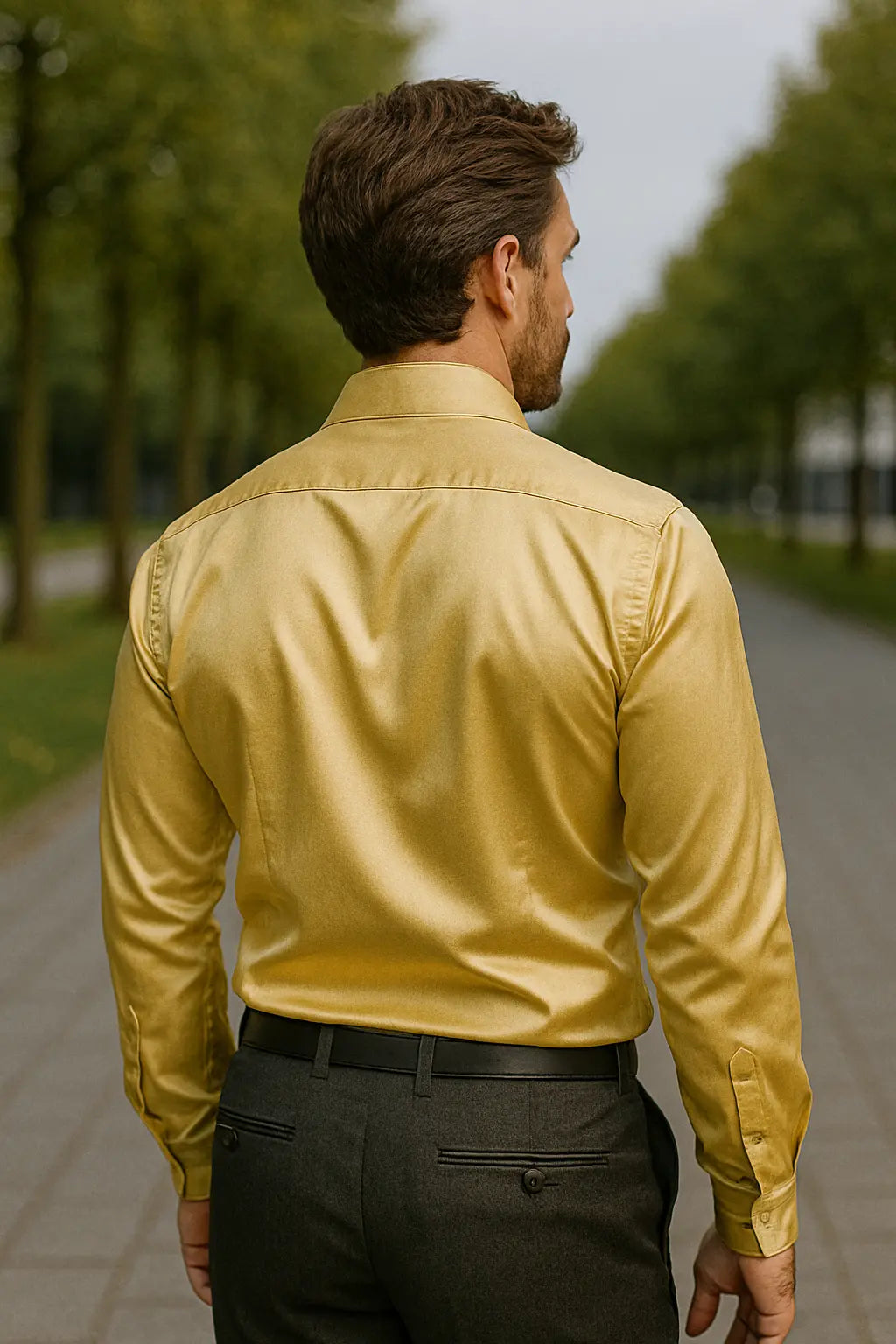 Feestelijk heren slim fit overhemd met lange mouwen, veelzijdig voor gala, feesten en chique avonden.