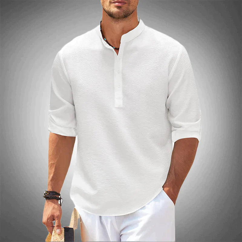 Stijlvol heren zomer overhemd met korte mouw, ideaal voor casual en comfortabele herenkleding. Luchtige stof.