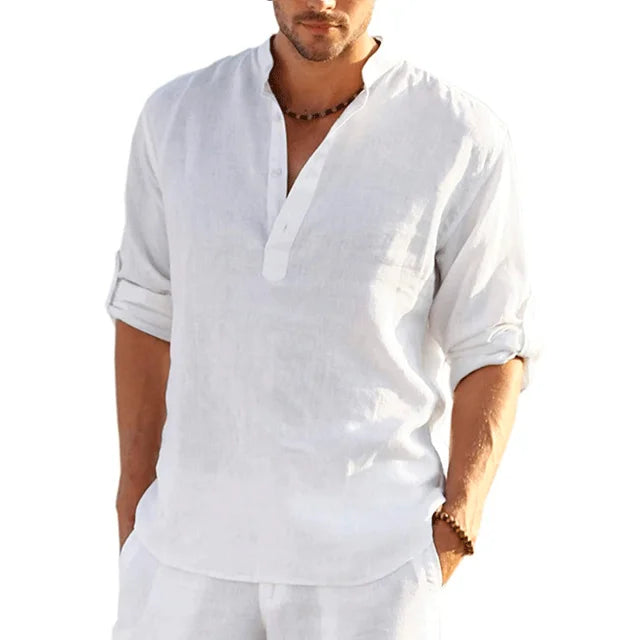Comfortabel heren zomer overhemd met lange mouwen, ademend en perfect voor zomerse dagen en stijlvolle herenmode.