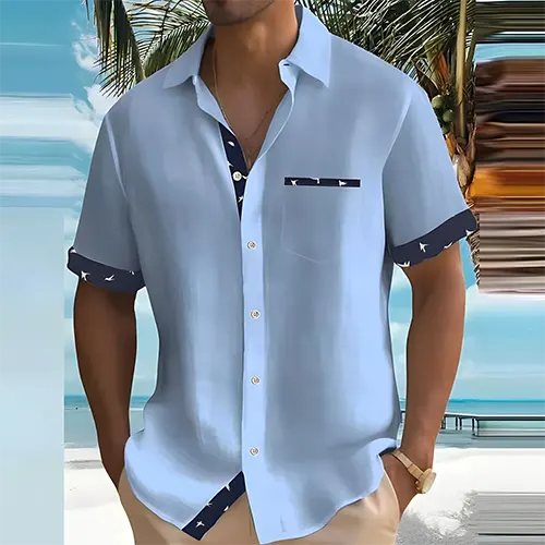 Herenhemd met korte mouwen voor de zomer, casual en stijlvol. Perfect voor vakantie, strand of een ontspannen dag.