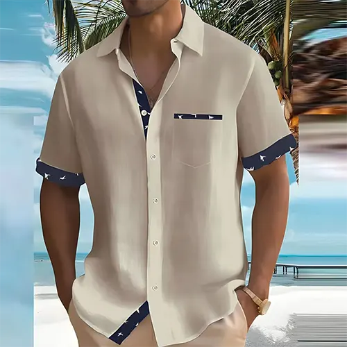 Veelzijdig heren zomerhemd met korte mouwen. Stijlvol casual voor strand, vakantie of dagelijks comfort.