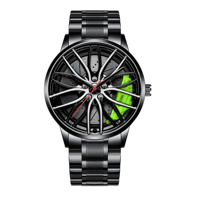 Modern herenhorloge RaceVision, stijlvol design met racewagen elementen.
