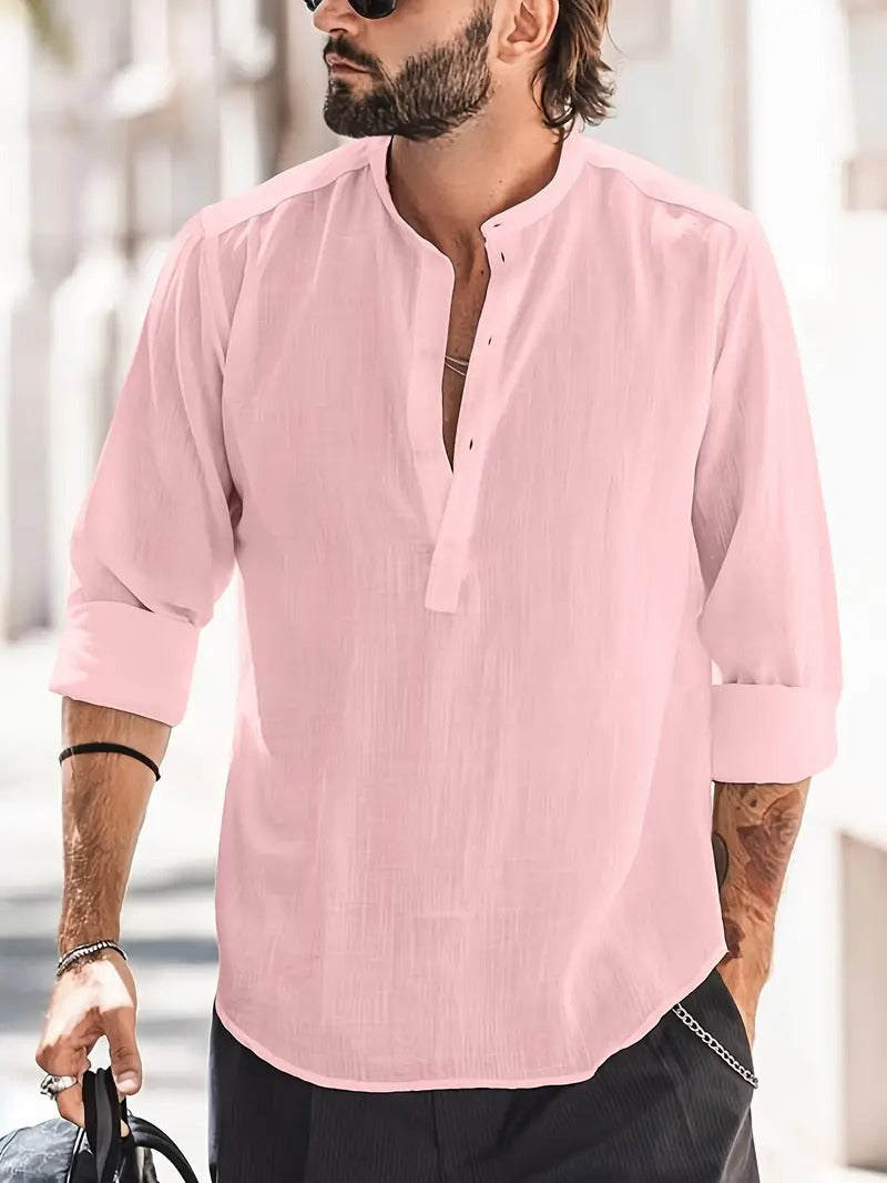 Stijlvol herenoverhemd met lange mouwen, comfortabel en effen. Perfecte basic voor herenmode.
