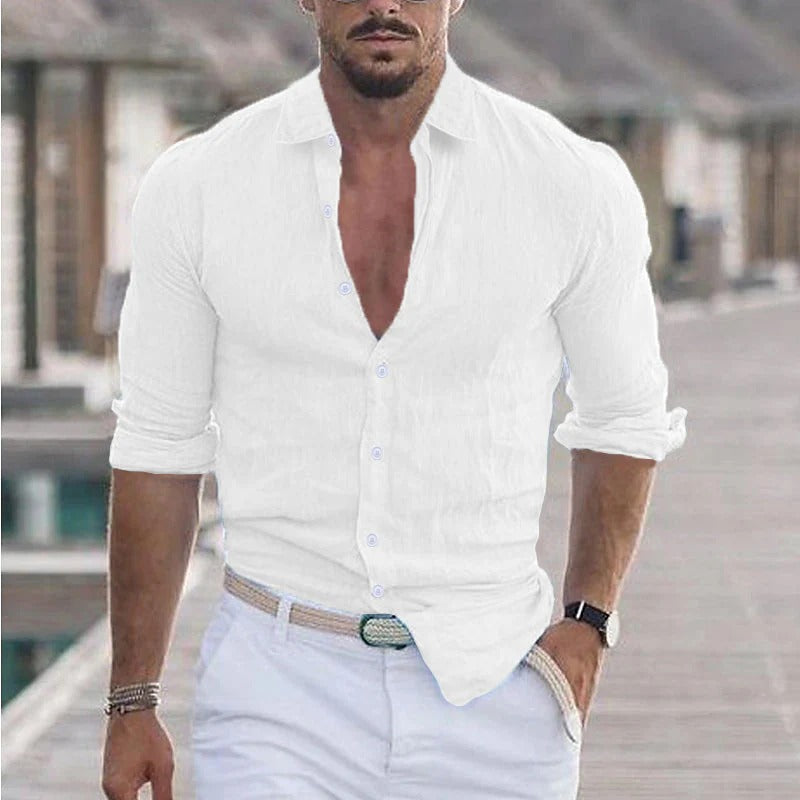 Herenoverhemd: stijlvolle omslagkraag, lange mouwen. Comfortabel en casual voor de moderne man, perfecte kleding.