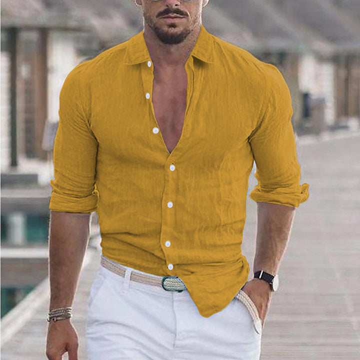 Lichtgewicht herenoverhemd met omslagkraag, lange mouw. Comfortabele, casual herenkleding voor stijlvolle mannen.