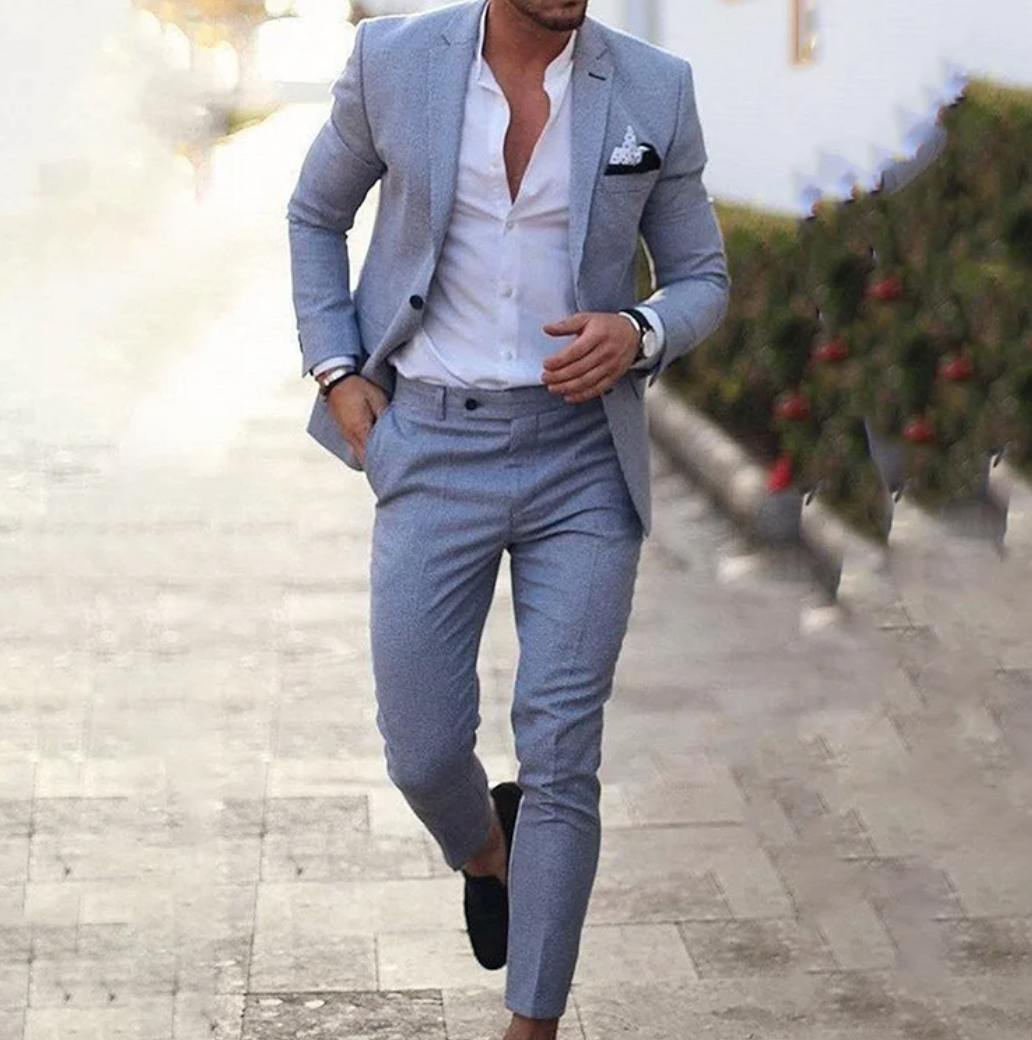Zakelijk herenpak Lucas met blazer en pantalon, perfect voor formele vergaderingen en kantoor.