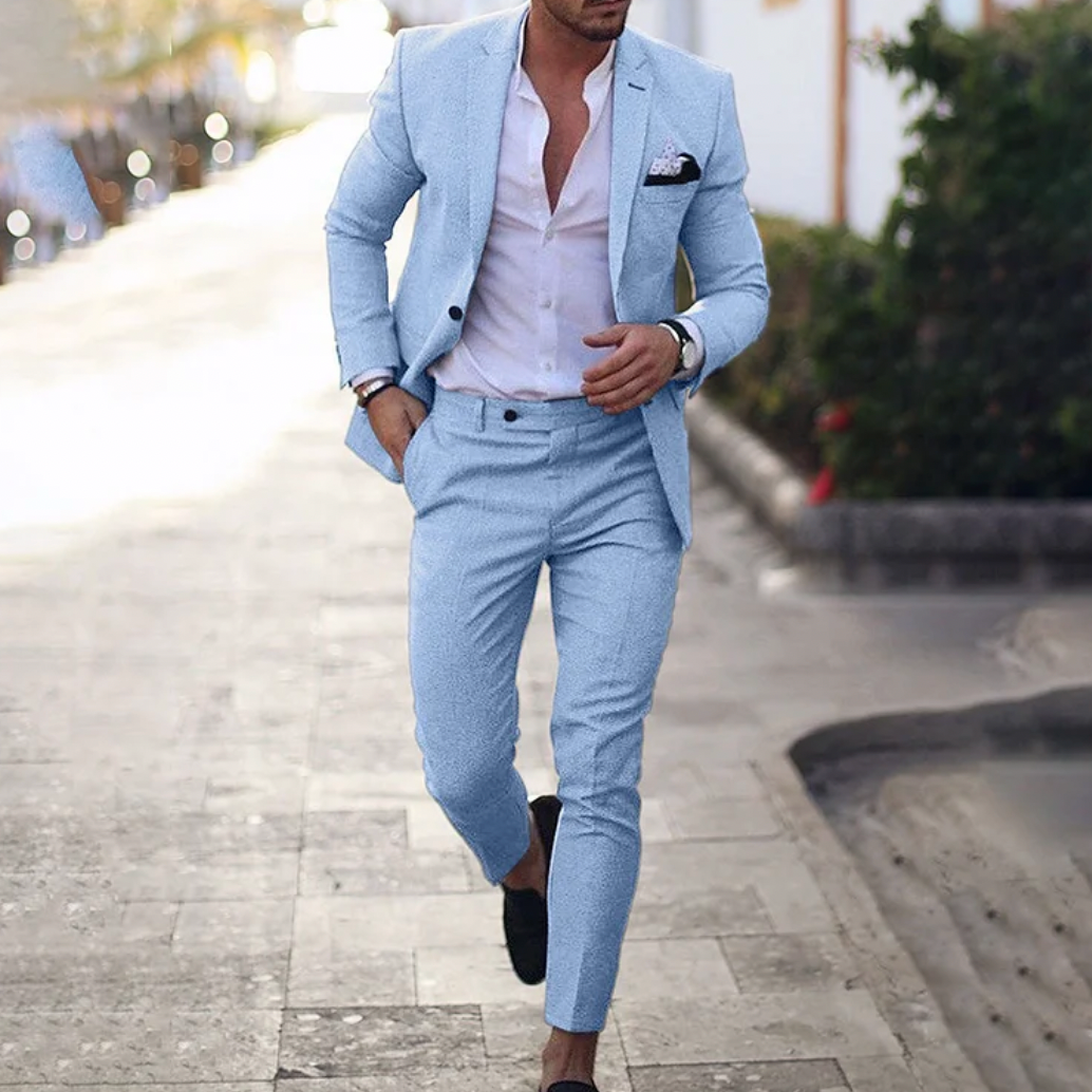 Stijlvol herenpak Lucas, comfortabel design voor zowel formele als casual events. Moderne herenmode.