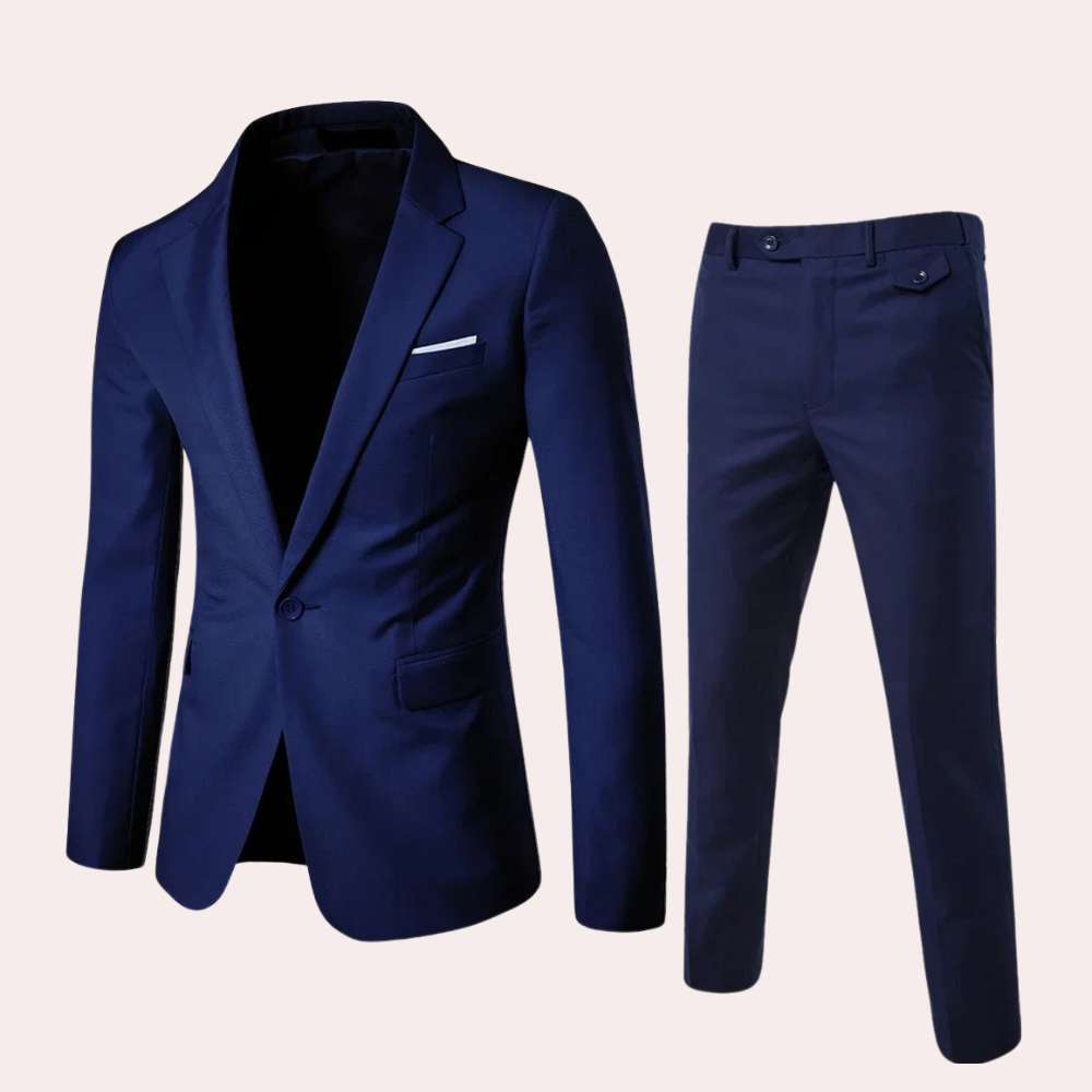 Herenpak pantalon met comfortabele taille, geschikt voor lange dagen en speciale evenementen.