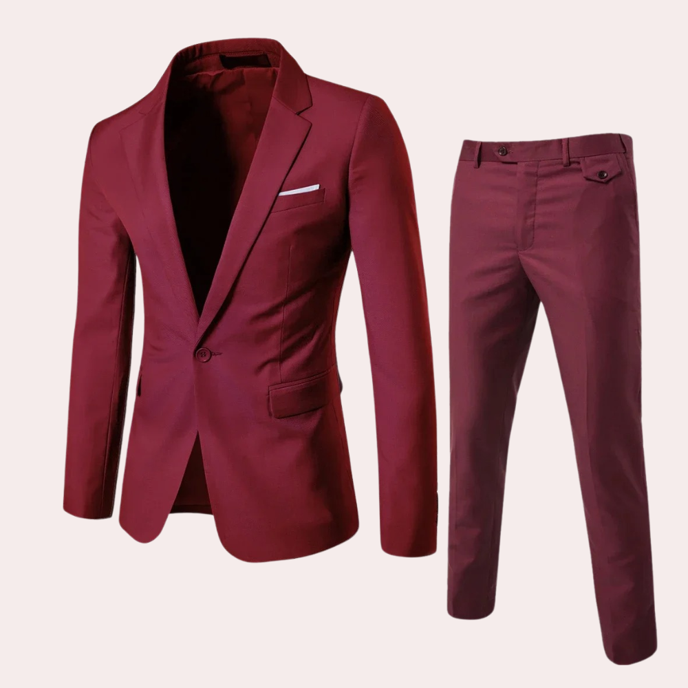 Compleet herenpak kostuum, perfect combineerbaar met diverse hemden en accessoires voor herenmode.