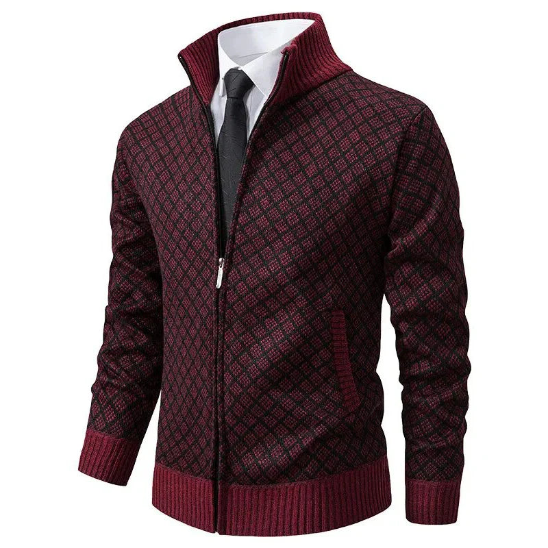 Comfortabel katoenmix ritsvest voor heren met uniek geometrisch design. Perfect voor de lente en dagelijkse stijl.