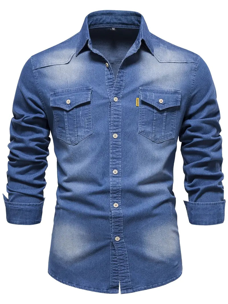 Stijlvol Hugo denim herenoverhemd in klassiek blauw, perfect voor een modieuze en casual herenlook.