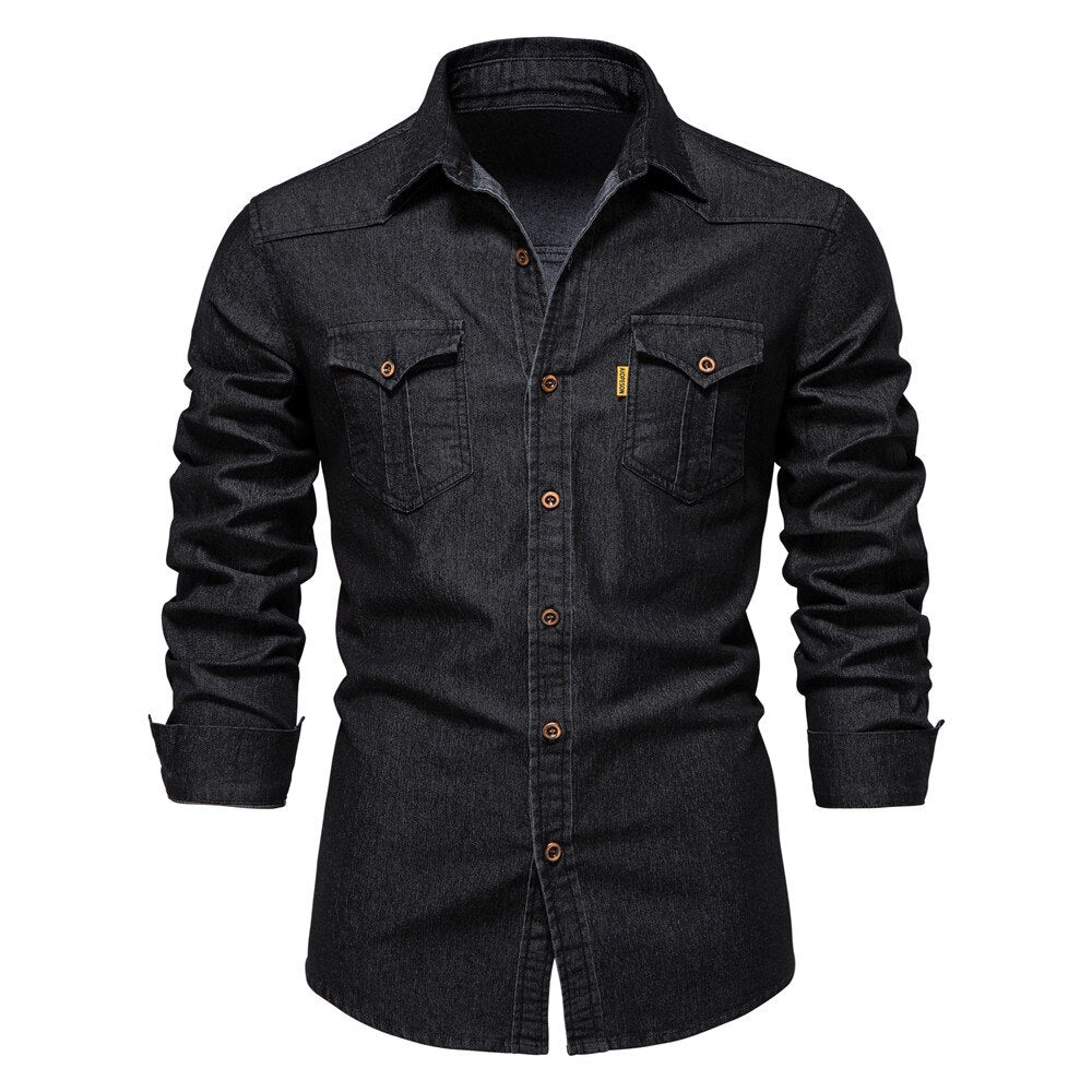 Modieus zwart Hugo denim overhemd voor heren, stijlvol en comfortabel voor elke gelegenheid.