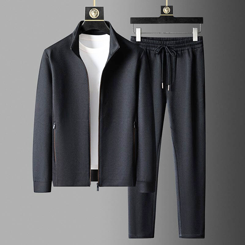 Stijlvol Lucas premium heren tracksuit in zwart/blauw, perfect voor sport of casual vrijetijdskleding.