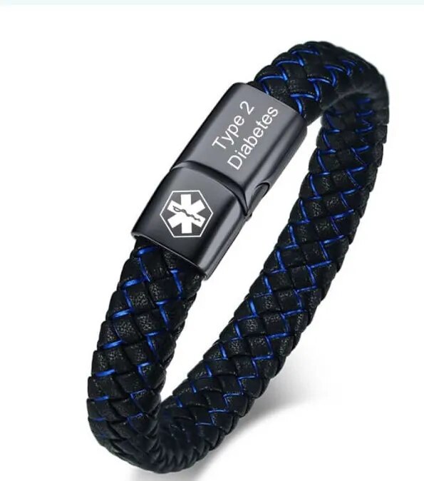 Comfortabele medische ID-armband voor diabetespatiënten; biedt snelle identificatie bij noodgevallen.
