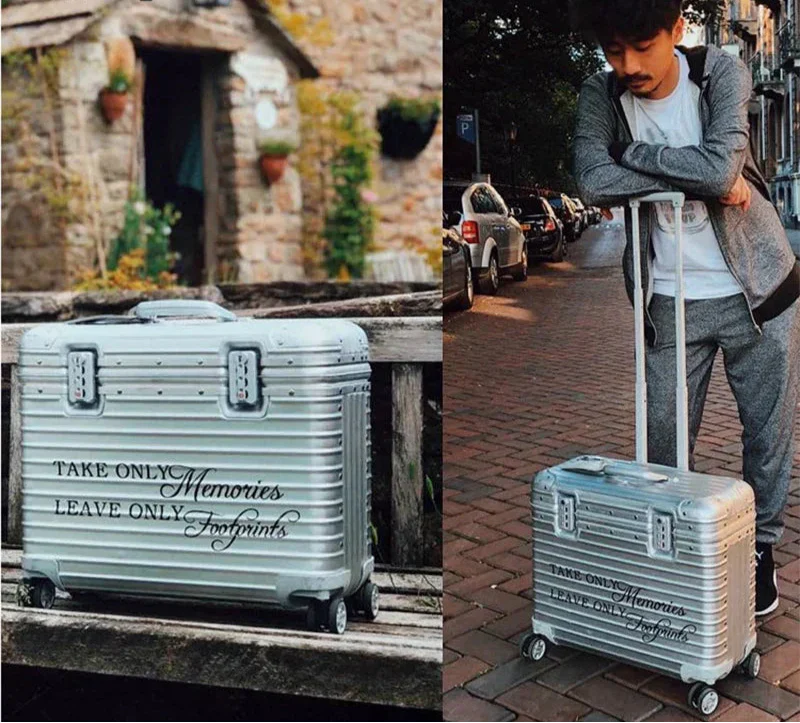 Duurzame aluminium-magnesium koffer met 360° spinnerwielen voor moeiteloos transport. Ideaal voor zakelijke reizen.