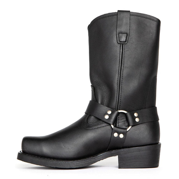Zwarte leren heren cowboylaarzen Darius, waterafstotend en comfortabel, perfect als herfstlaarzen.