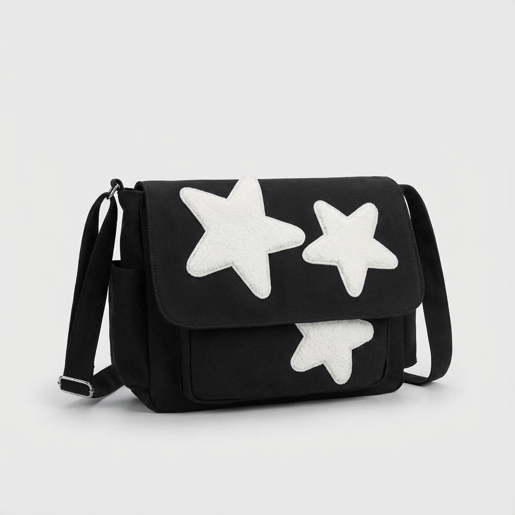 Waterafstotende polyester messenger tas voor dames met trendy sterrenprint, perfect als mode accessoire en schoudertas.