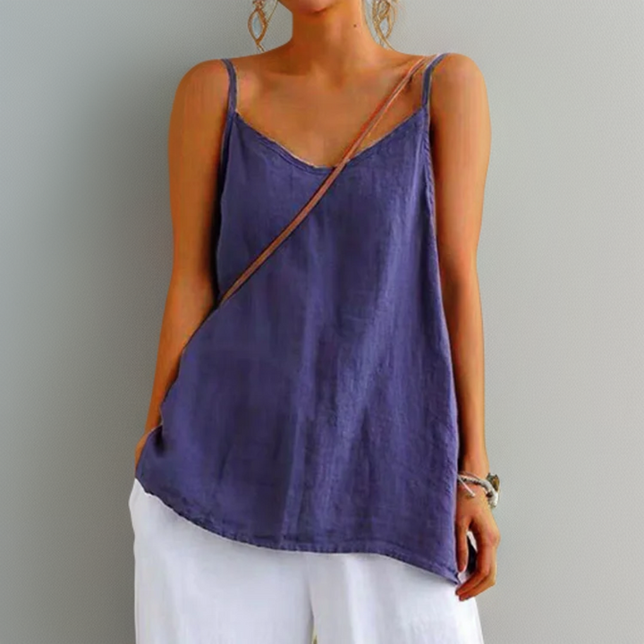 Stijlvolle dames mouwloze tanktop Tess in zachte stof; comfortabel voor dagelijks gebruik en een perfecte basislaag.