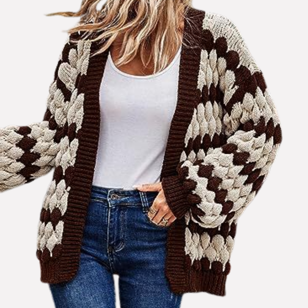 Comfortabel dames open vest met lange mouwen en voorzakken. Ideaal voor casual draag of een relaxte laagjeslook.