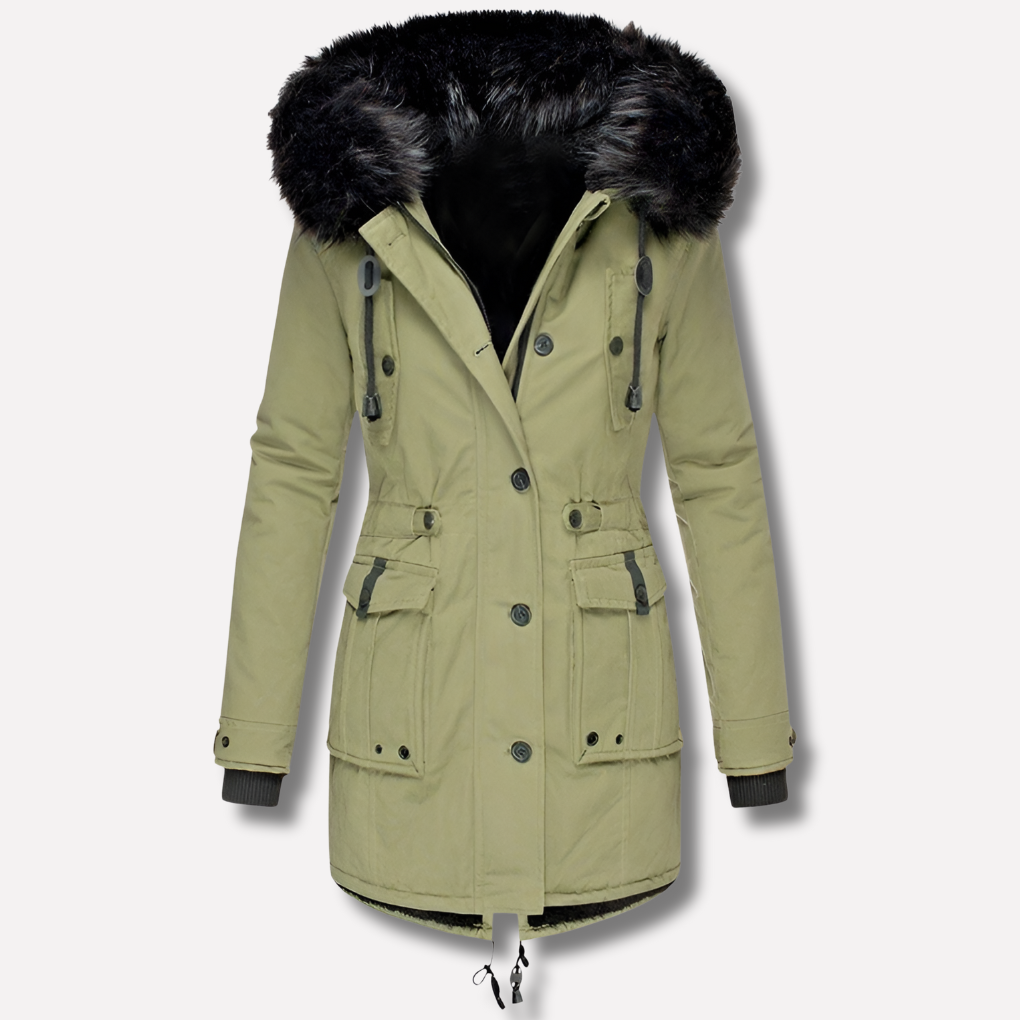 Moderne dames parka jas, perfect als warme buitenjas. Met capuchon, flapzakken en comfortabele pasvorm.
