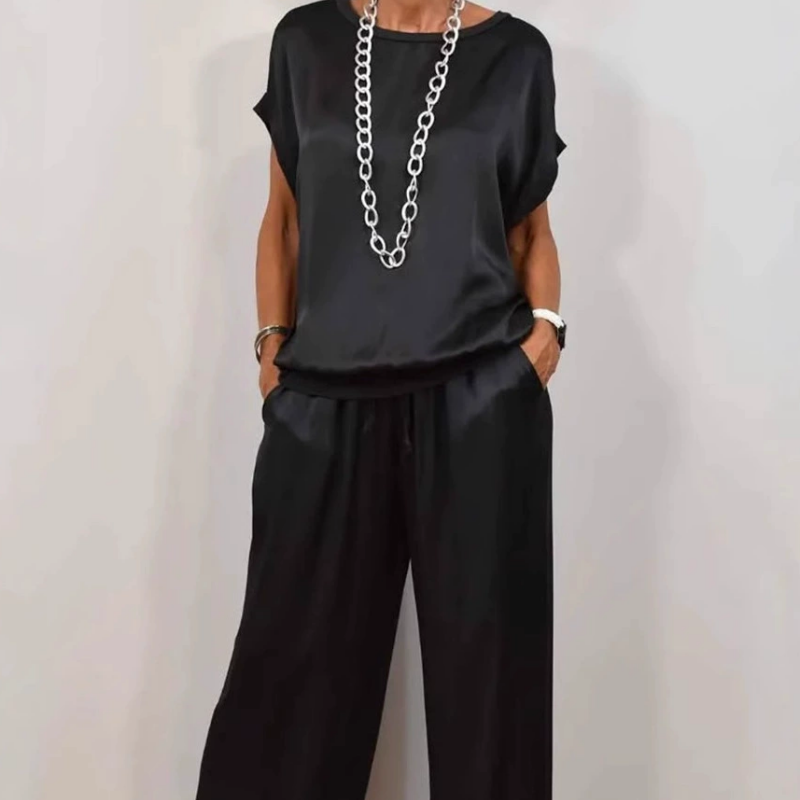 Trendy dames set met wijde pijpen, zowel casual als elegant te dragen voor optimaal comfort.