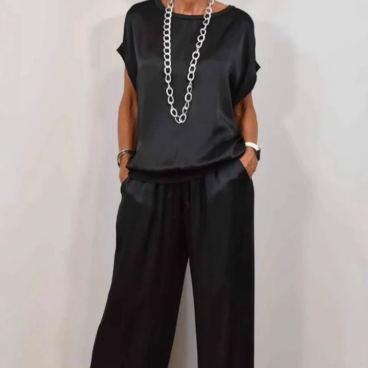 Trendy dames set met wijde pijpen, zowel casual als elegant te dragen voor optimaal comfort.