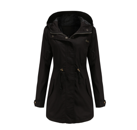 Detail van de winddichte stof van de DanicasJacket damesjas, perfecte bescherming tegen wind en weer.