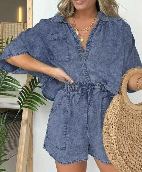 Comfortabele dames zomerset met korte mouwen en losse pasvorm, ademend en perfect als modieuze loungekleding.