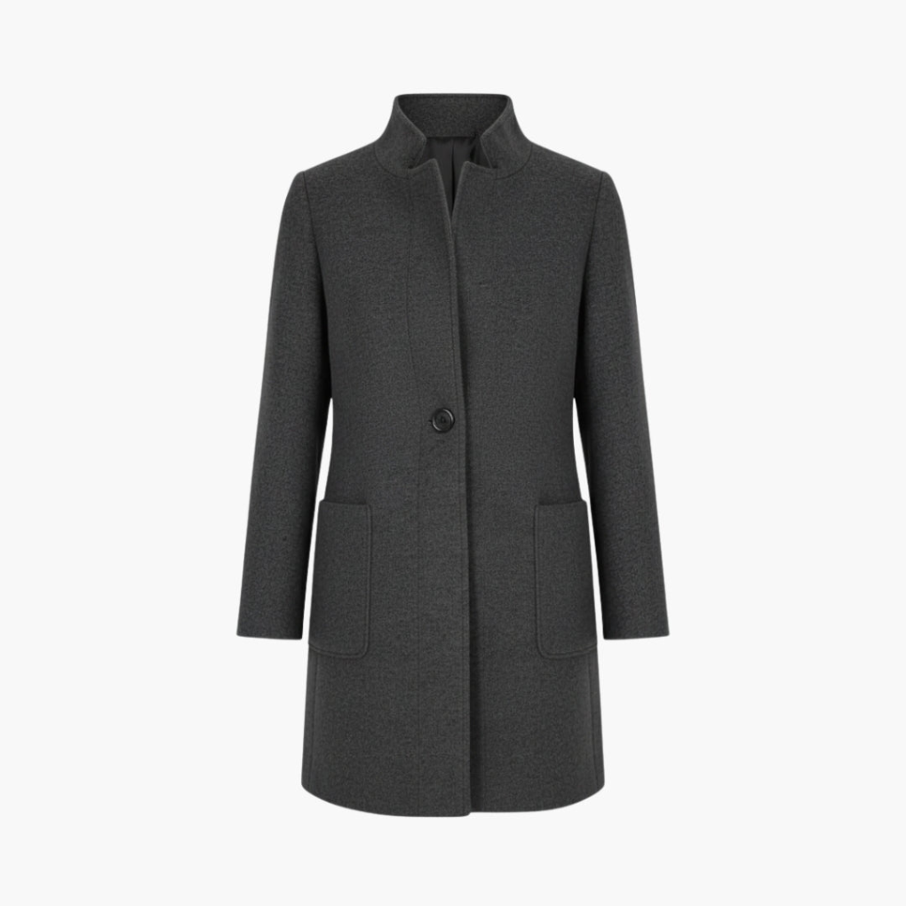 Lange mouwen damesjas met opstaande kraag, een praktische en stijlvolle keuze voor modebewuste vrouwen in elk seizoen.