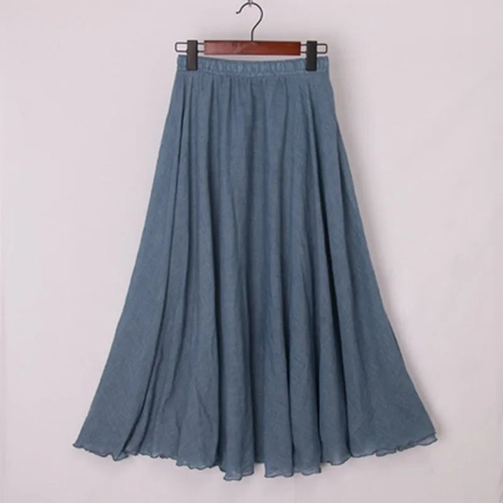 "Stijlvolle Elianne Maxi-rok, katoenen maxi-lengte, elastische hoge taille, beschikbaar in diverse kleuren voor elke stijl."