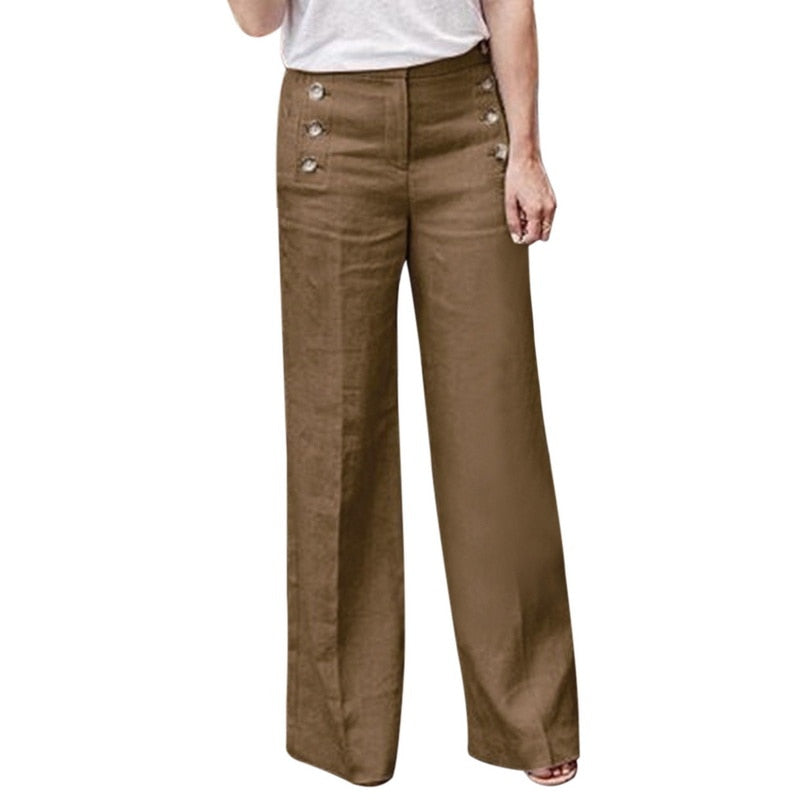 GerdasPants linnen damesbroek: hoge taille, wijde pijpen. Combineert comfort met moderne zomerstijl.