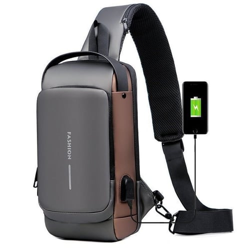 Heren tas voor veilige en georganiseerde opslag; crossbodytas met USB-poort voor de moderne man.