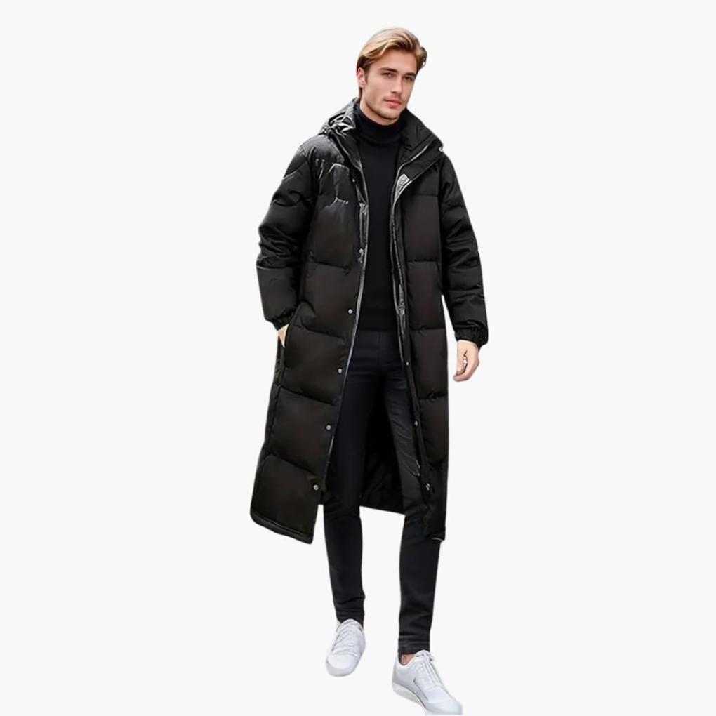 Stijlvolle heren gewatteerde winterjas met volledige rits en warme voering, ideaal voor herenmode en buitenkleding.