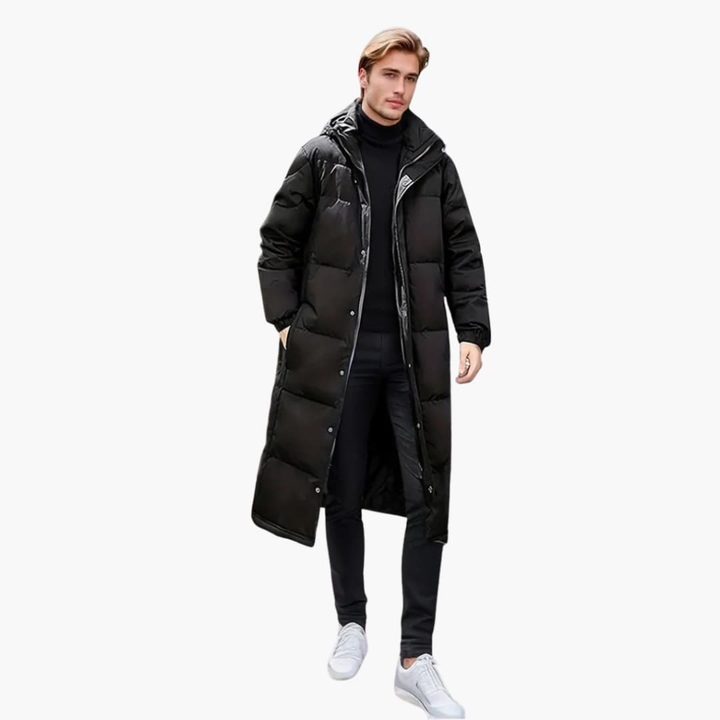 Stijlvolle heren gewatteerde winterjas met volledige rits en warme voering, ideaal voor herenmode en buitenkleding.