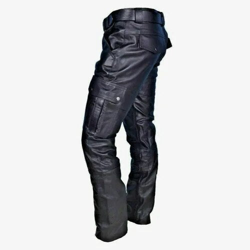 Stijlvolle heren leren motorbroek 'Diego', robuust en comfortabel voor motorrijders.