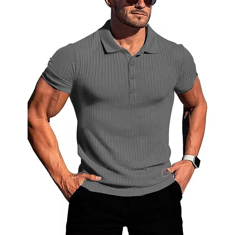 Veelzijdige herenkleding: stijlvolle casual slim fit polo met knopsluiting en korte mouwen voor de zomer.