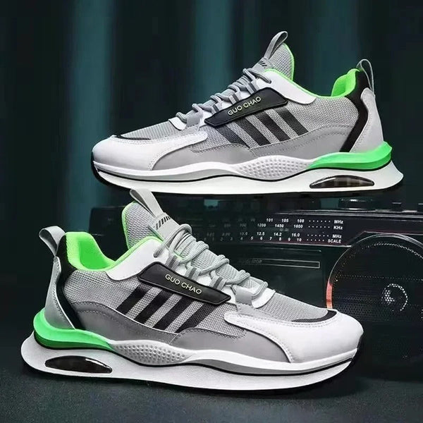 Groene heren retro sneakers met vetersluiting, stijlvol en comfortabel voor een moderne casual look.