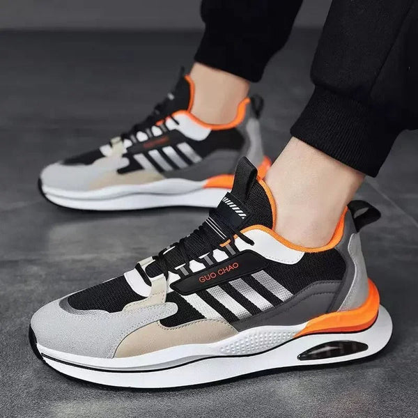 Detaillering van heren retro sneakers; textuur, stiksels en vintage design voor een unieke stijl.