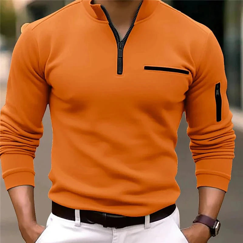 Comfortabele heren sweater met rits en zakken, perfect voor elke gelegenheid en veelzijdige bovenkleding.