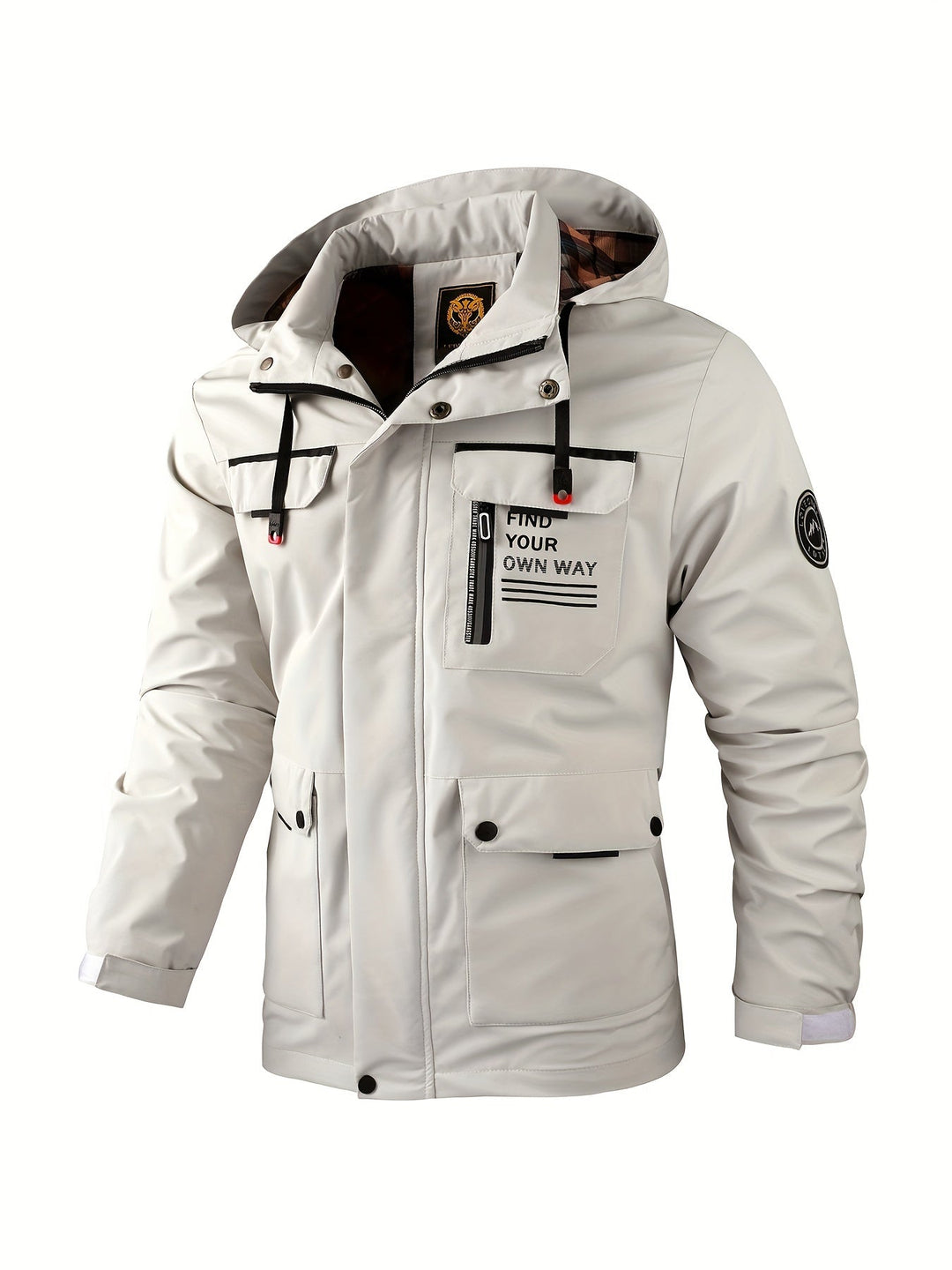 Man draagt warme en comfortabele heren winterjas met capuchon, perfect voor dagelijks gebruik en outdoor.