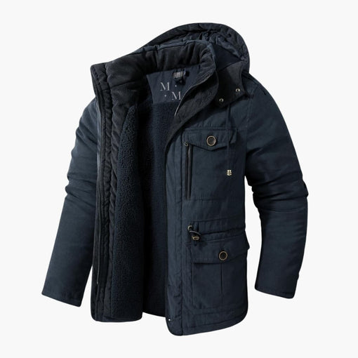 Comfortabele gevoerde heren winterjas, perfecte buitenkleding voor dagelijks gebruik; warm en duurzaam.