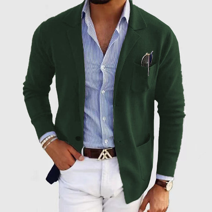 Heren blazer met klepzakken en reverskraag voor een stijlvolle en comfortabele look.
