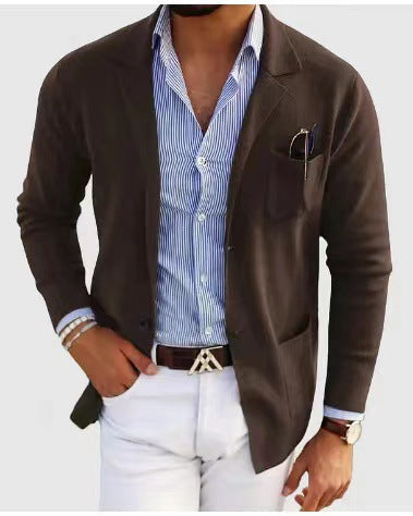 Heren blazer met klepzakken en reverskraag voor een stijlvolle en comfortabele look.