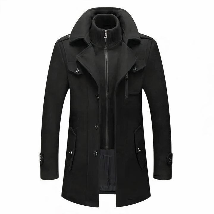 Stijlvolle herenjas 'Milan' met dubbele kraag, perfect voor een moderne smart-casual look.