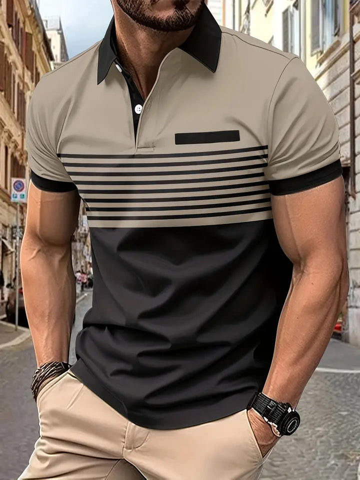 Veelzijdige herenpolo met een modern gestreept design. Een kleurrijk en stijlvol shirt voor diverse zomerse outfits.